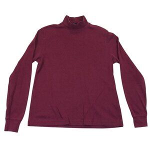 Lands End Womens Turtleneck Sweater Small (6-8) Burgundy Long Sleeves Casual